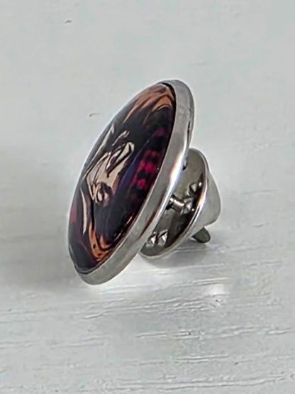Alice in Wonderland Inspired Hellverse Hatter 20mm Stainless Steel Glass Cabochon Pin