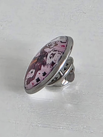Alice in Wonderland Inspired Hellverse White Rabbit 20mm Stainless Steel Glass Cabochon Pin