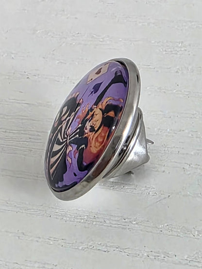 Alice in Wonderland Inspired Hellverse Alice 20mm Stainless Steel Glass Cabochon Pin