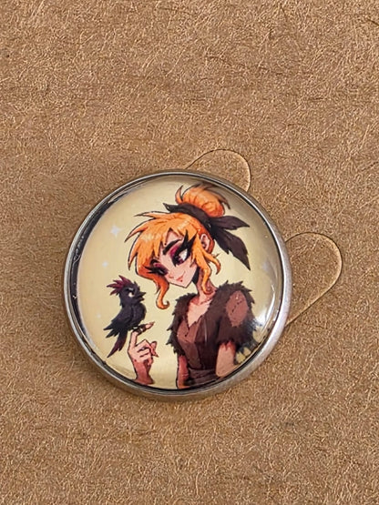 Cinderella Inspired Hellverse Cinderella in Rags & Bird 20mm Stainless Steel Glass Cabochon Pin