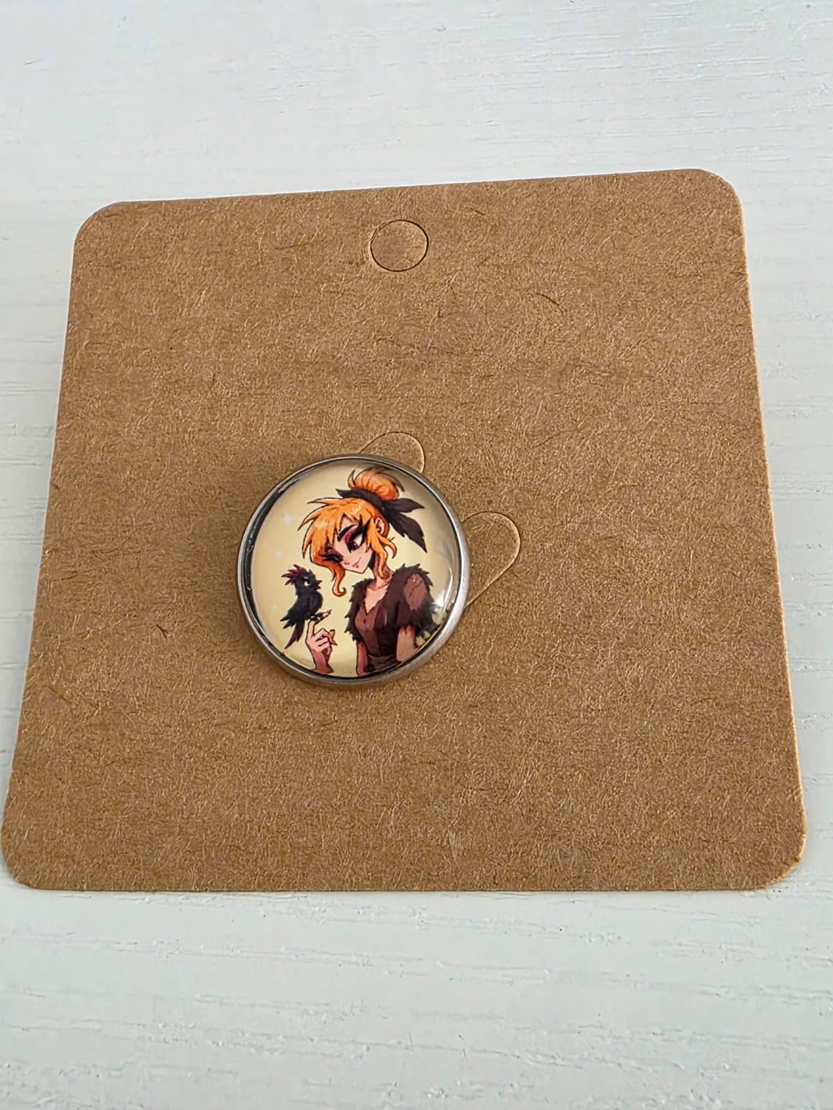 Cinderella Inspired Hellverse Cinderella in Rags & Bird 20mm Stainless Steel Glass Cabochon Pin