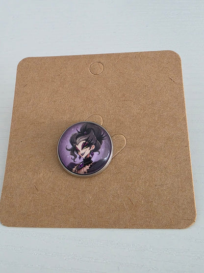Cinderella Inspired Hellverse Stepmother 20mm Stainless Steel Glass Cabochon Pin
