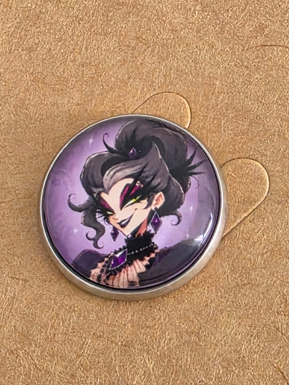 Cinderella Inspired Hellverse Stepmother 20mm Stainless Steel Glass Cabochon Pin