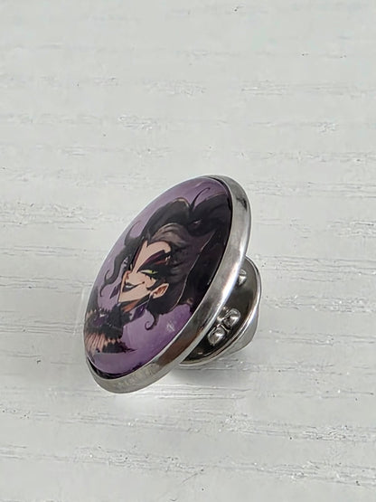 Cinderella Inspired Hellverse Stepmother 20mm Stainless Steel Glass Cabochon Pin