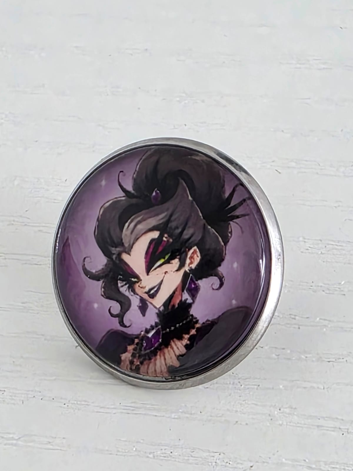 Cinderella Inspired Hellverse Stepmother 20mm Stainless Steel Glass Cabochon Pin