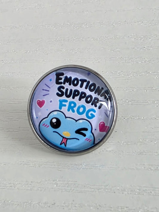 Helluva Boss Inspired Fizz Emotional Support Frog 20mm Glass Cabochon Pin