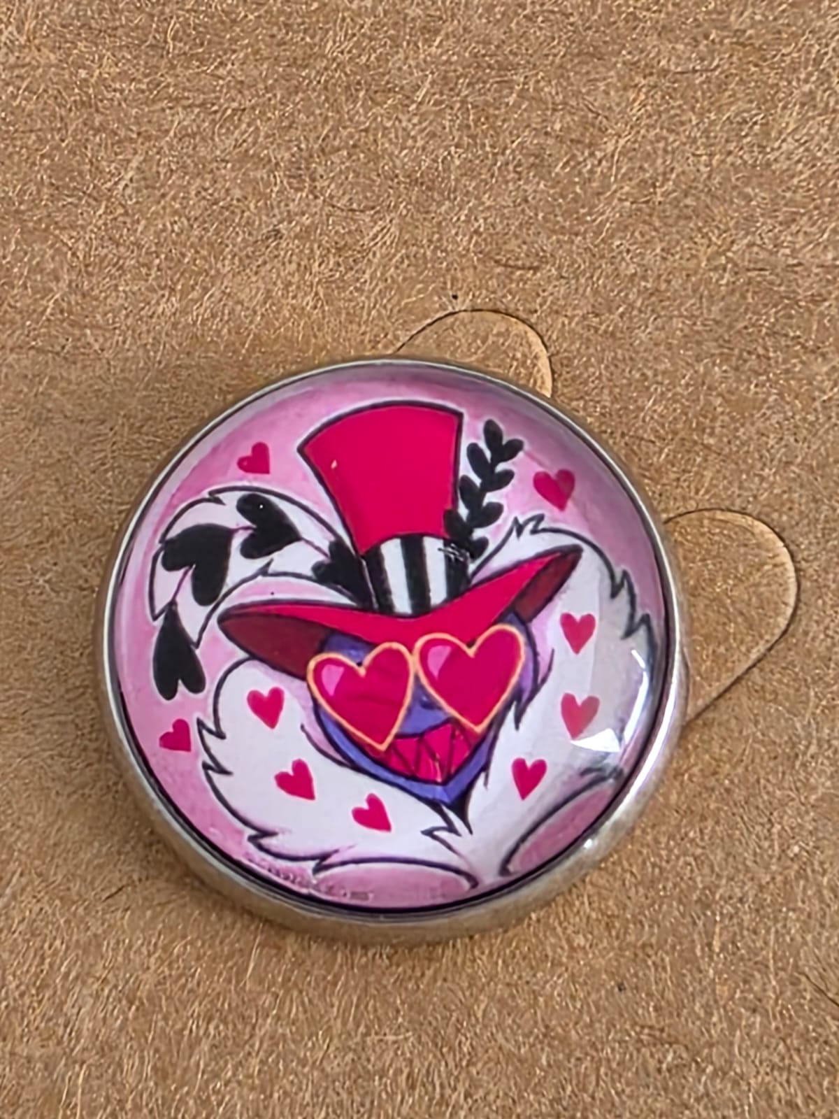Hazbin Hotel Inspired Valentino 20mm Stainless Steel Glass Cabochon Pin