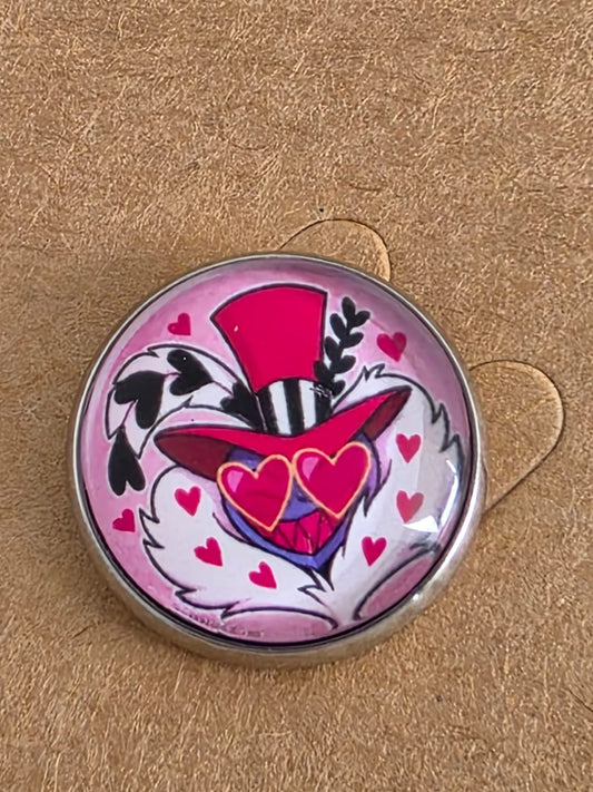 Hazbin Hotel Inspired Valentino 20mm Stainless Steel Glass Cabochon Pin