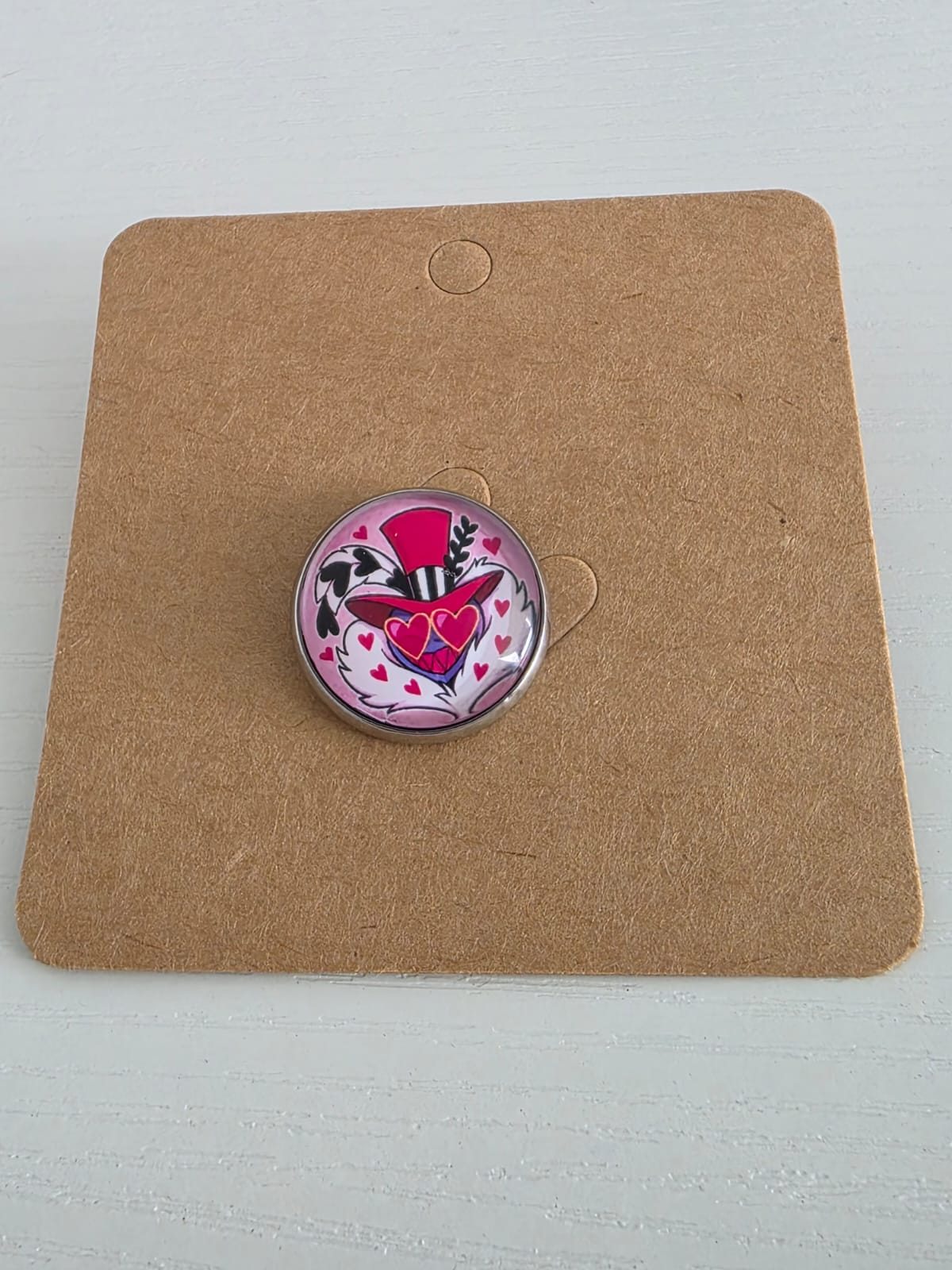 Hazbin Hotel Inspired Valentino 20mm Stainless Steel Glass Cabochon Pin