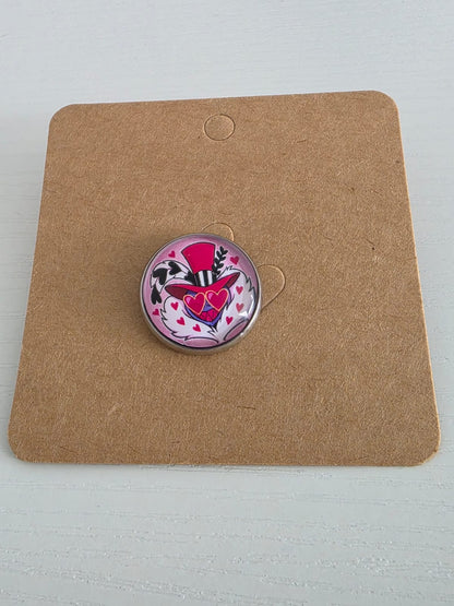 Hazbin Hotel Inspired Valentino 20mm Stainless Steel Glass Cabochon Pin