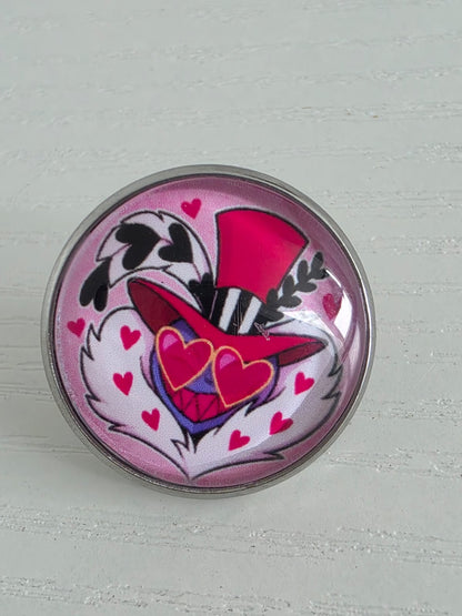 Hazbin Hotel Inspired Valentino 20mm Stainless Steel Glass Cabochon Pin