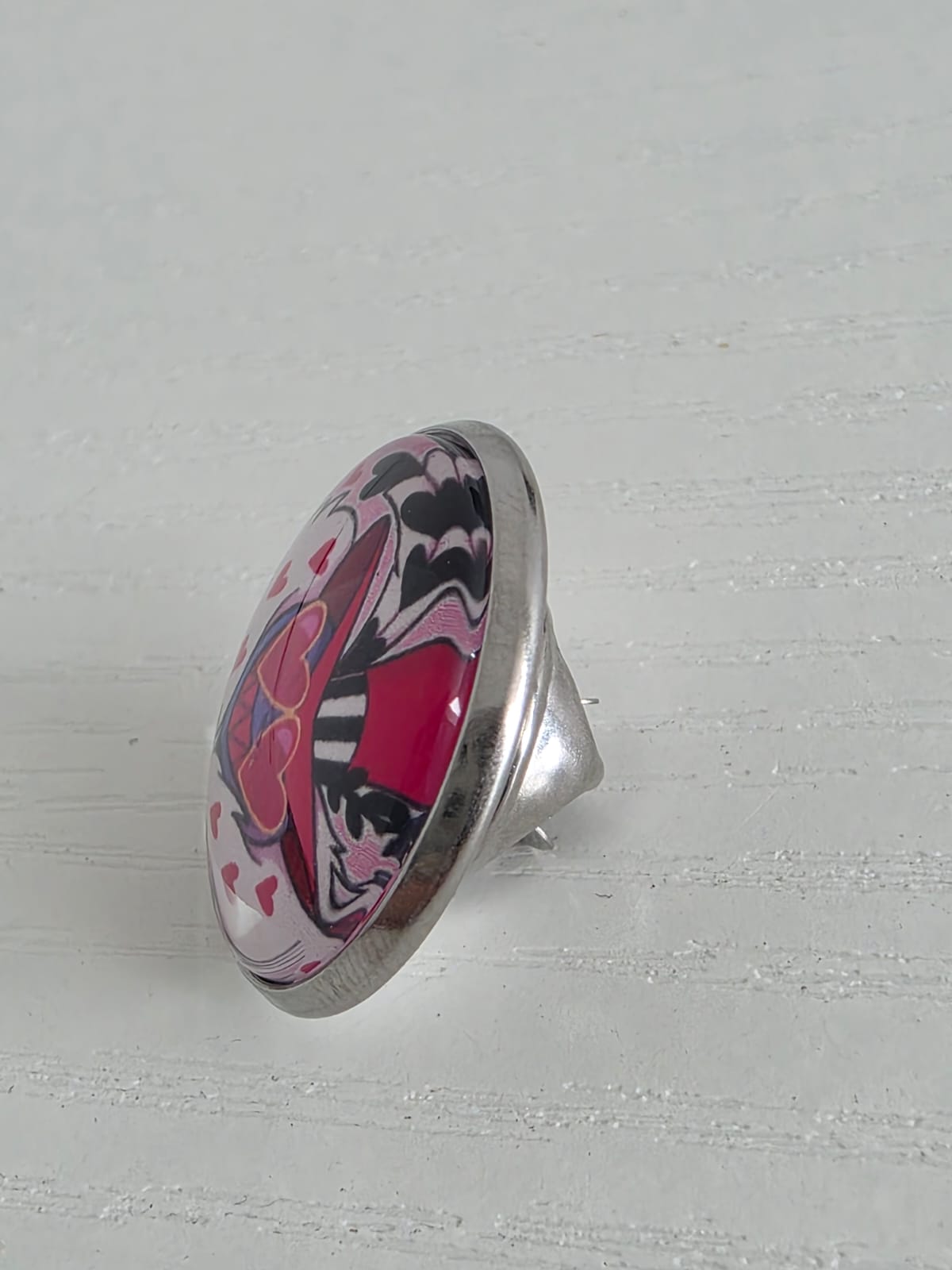 Hazbin Hotel Inspired Valentino 20mm Stainless Steel Glass Cabochon Pin