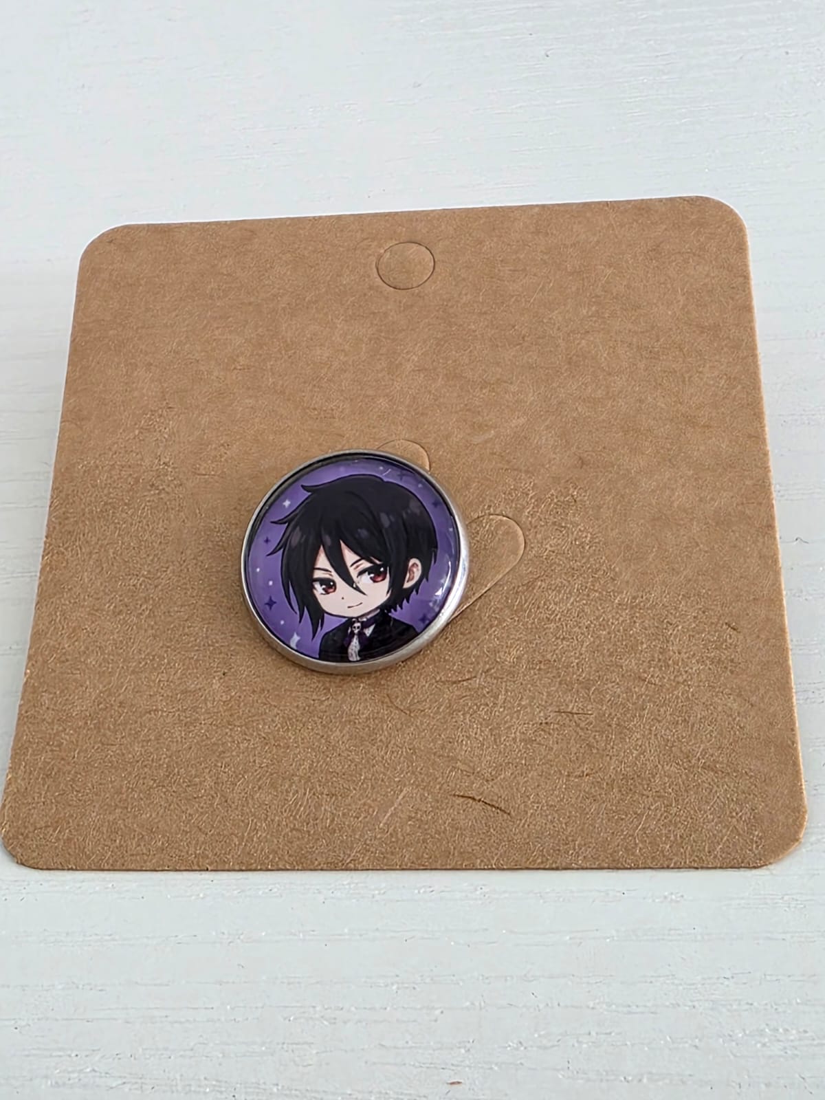 Black Butler (Kuroshitsuji) Inspired Sebastian 20mm Stainless Steel Glass Cabochon Pin