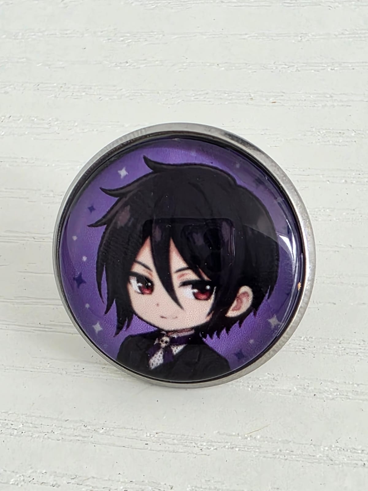 Black Butler (Kuroshitsuji) Inspired Sebastian 20mm Stainless Steel Glass Cabochon Pin