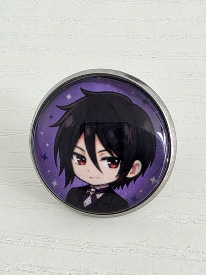 Black Butler (Kuroshitsuji) Inspired Sebastian 20mm Stainless Steel Glass Cabochon Pin