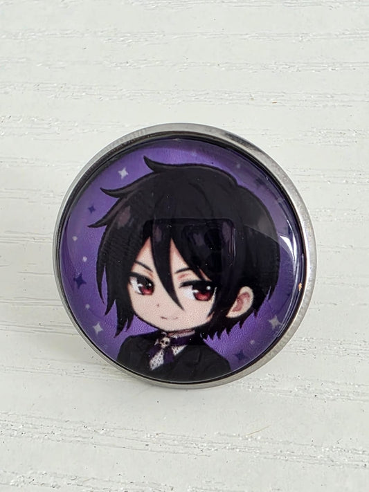 Black Butler (Kuroshitsuji) Inspired Sebastian 20mm Stainless Steel Glass Cabochon Pin