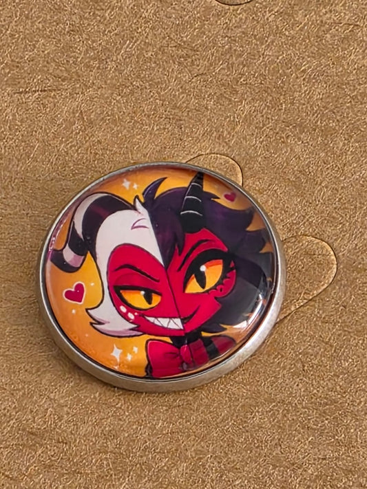 Helluva Boss Inspired Moxxie & Millie 20mm Stainless Steel Glass Cabochon Pin