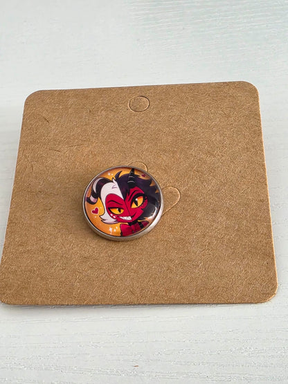 Helluva Boss Inspired Moxxie & Millie 20mm Stainless Steel Glass Cabochon Pin