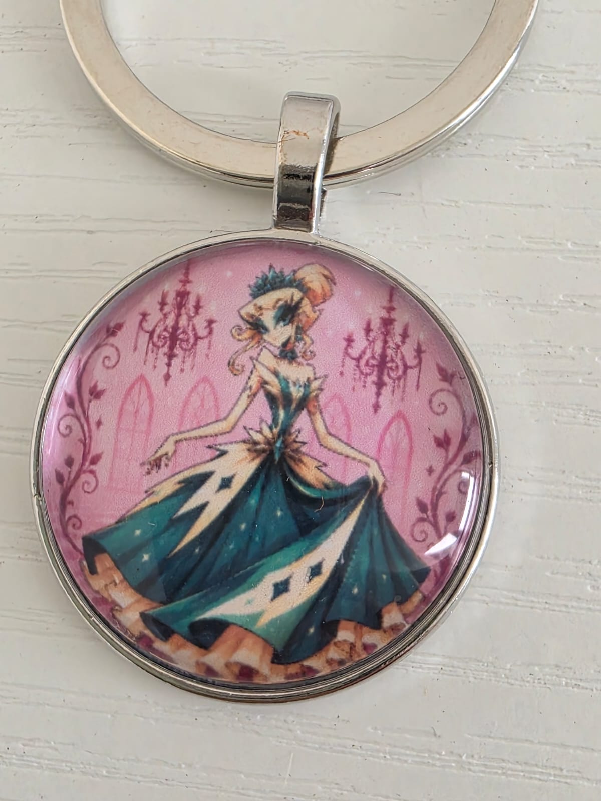 Cinderella Inspired Hellverse Cinderella in Ballgown 25mm Glass Cabochon Keyring