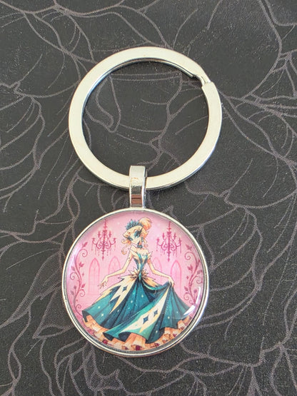 Cinderella Inspired Hellverse Cinderella in Ballgown 25mm Glass Cabochon Keyring
