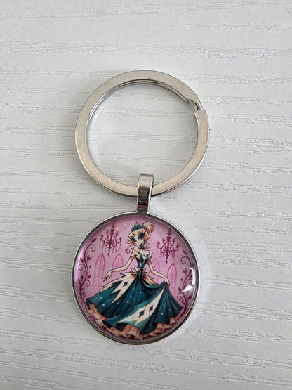 Cinderella Inspired Hellverse Cinderella in Ballgown 25mm Glass Cabochon Keyring