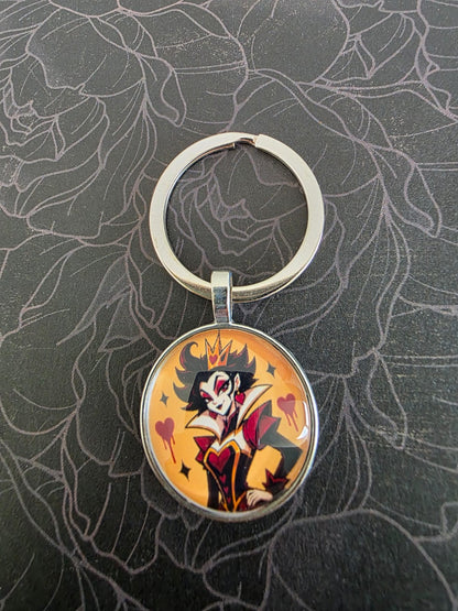 Alice in Wonderland Inspired Hellverse Queen of Hearts 25mm Cabochon Keyring