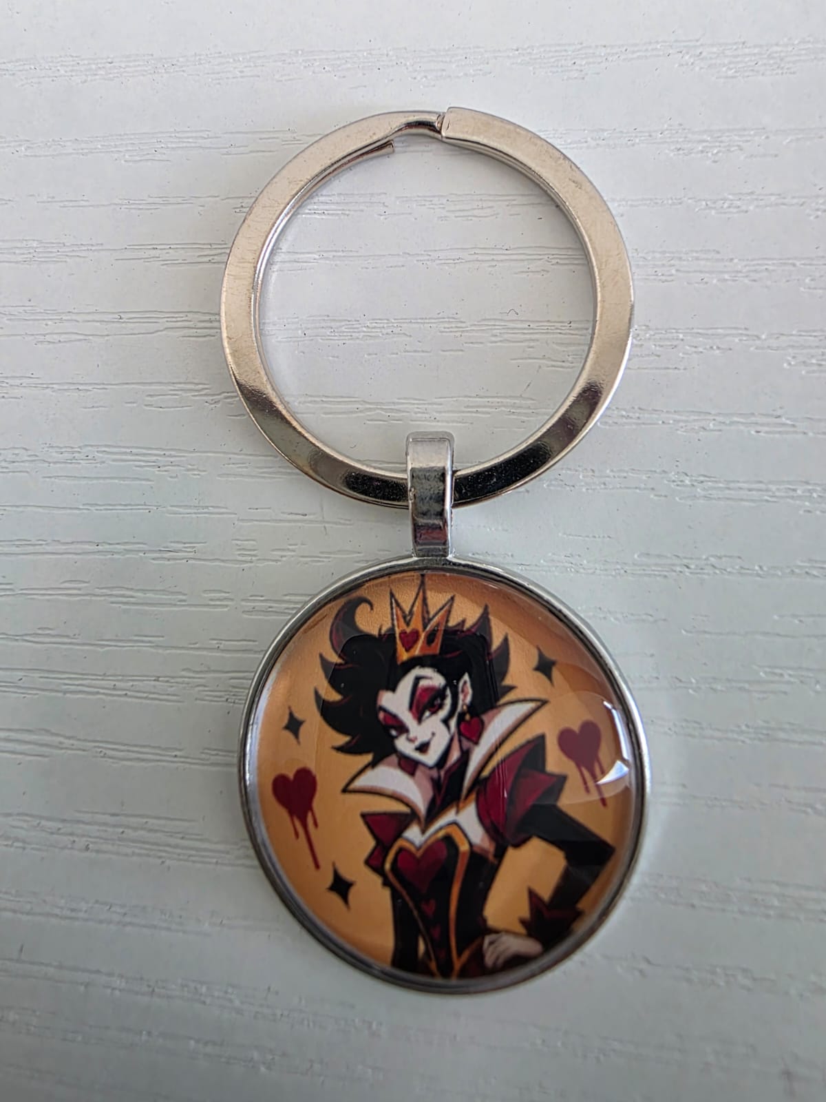 Alice in Wonderland Inspired Hellverse Queen of Hearts 25mm Cabochon Keyring