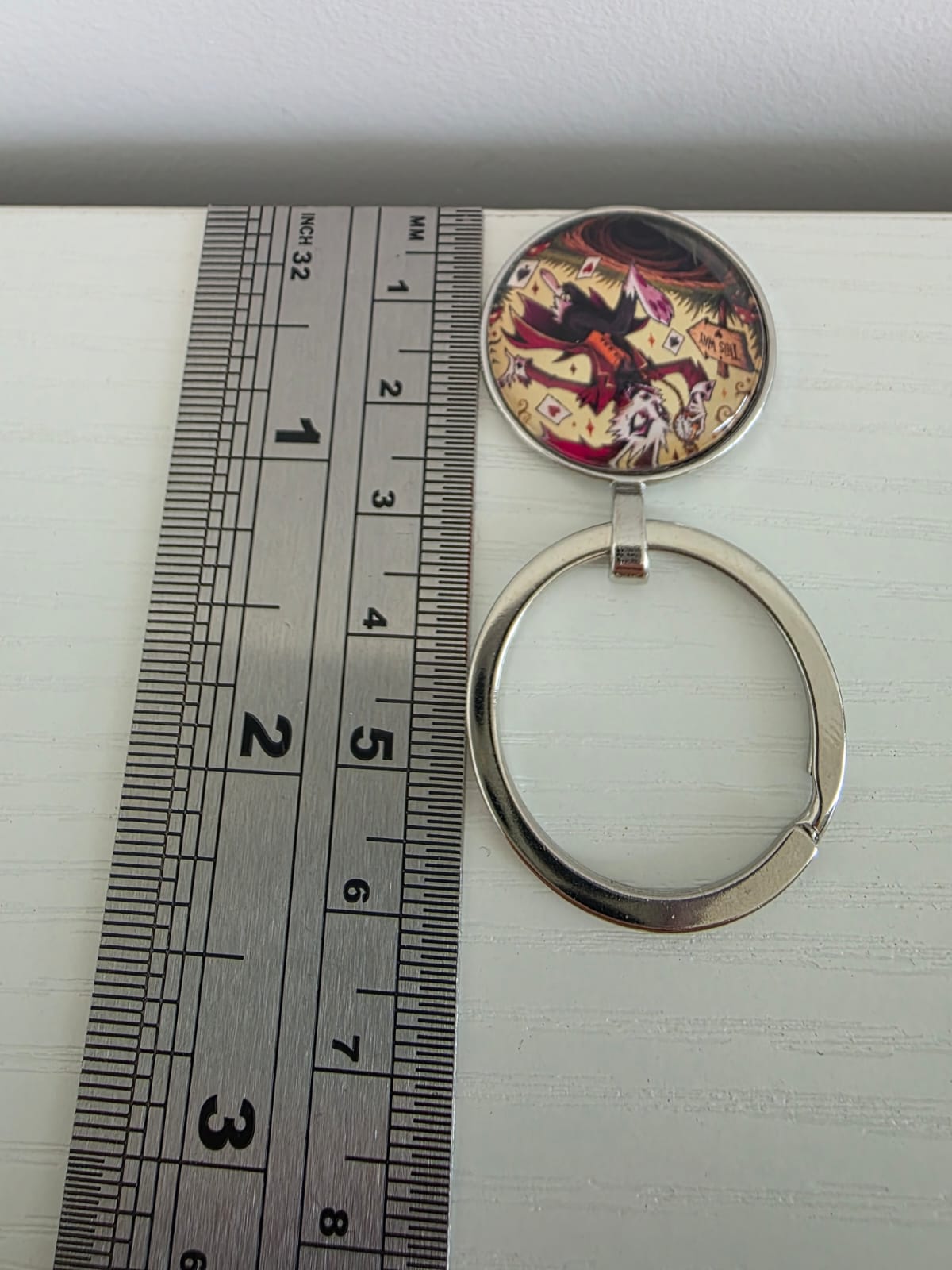 Alice in Wonderland Inspired Hellverse White Rabbit 25mm Glass Cabochon Keyring
