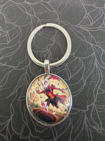 Alice in Wonderland Inspired Hellverse White Rabbit 25mm Glass Cabochon Keyring