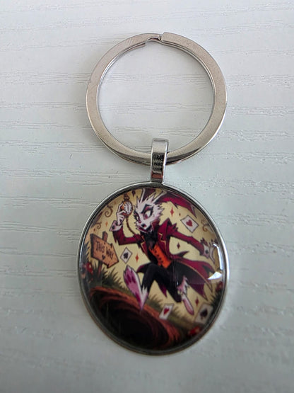 Alice in Wonderland Inspired Hellverse White Rabbit 25mm Glass Cabochon Keyring