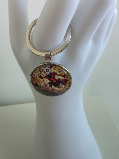 Alice in Wonderland Inspired Hellverse White Rabbit 25mm Glass Cabochon Keyring