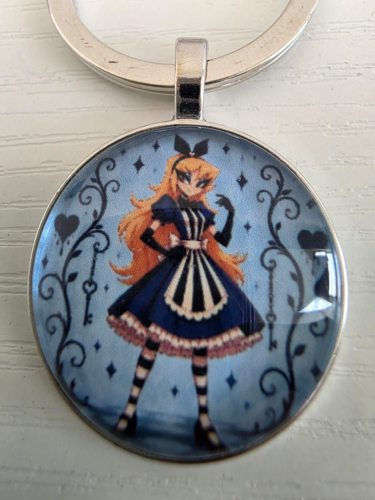 Alice in Wonderland Inspired Hellverse Alice 25mm Glass Cabochon Keyring