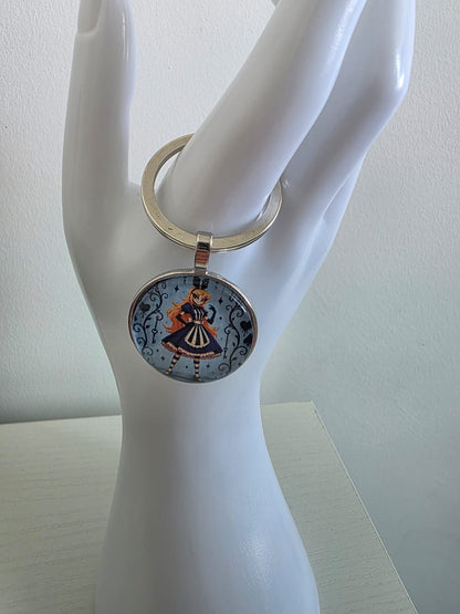 Alice in Wonderland Inspired Hellverse Alice 25mm Glass Cabochon Keyring