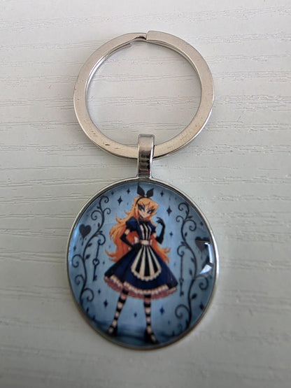 Alice in Wonderland Inspired Hellverse Alice 25mm Glass Cabochon Keyring