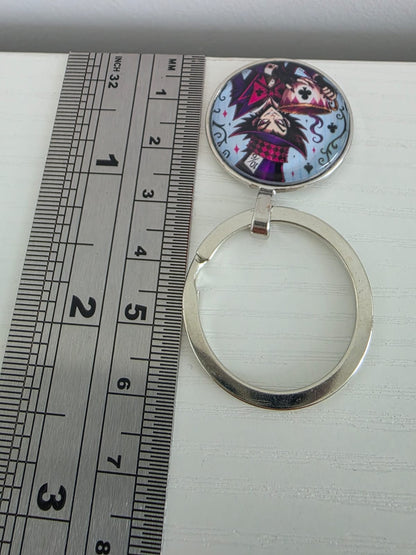 Alice in Wonderland Inspired Hellverse Hatter 25mm Glass Cabochon Keyring