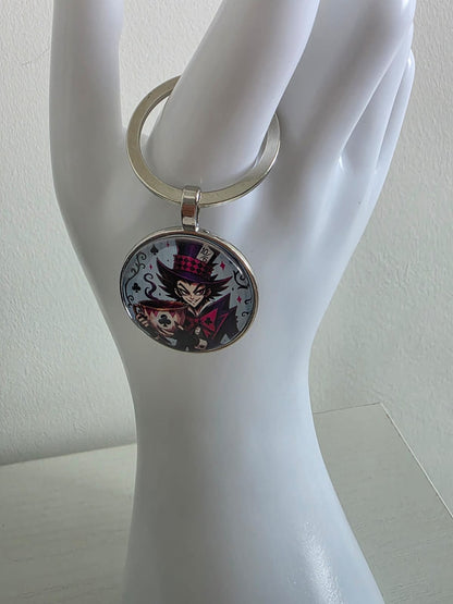 Alice in Wonderland Inspired Hellverse Hatter 25mm Glass Cabochon Keyring