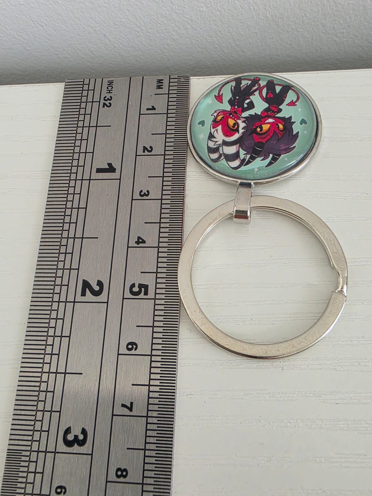 Helluva Boss Inspired Moxxie & Millie 25mm Glass Cabochon Keyring
