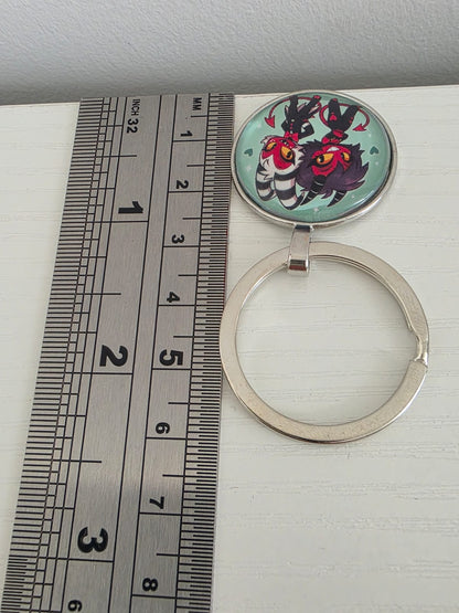 Helluva Boss Inspired Moxxie & Millie 25mm Glass Cabochon Keyring