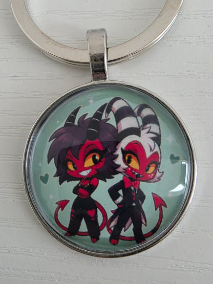 Helluva Boss Inspired Moxxie & Millie 25mm Glass Cabochon Keyring