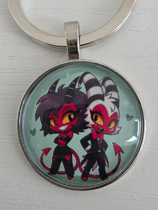 Helluva Boss Inspired Moxxie & Millie 25mm Glass Cabochon Keyring