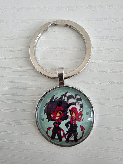 Helluva Boss Inspired Moxxie & Millie 25mm Glass Cabochon Keyring
