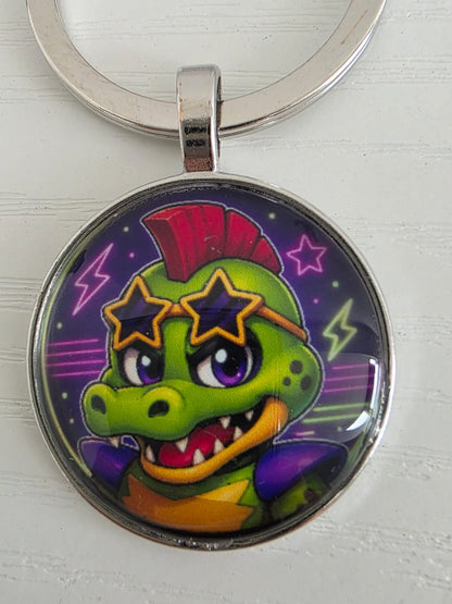 FNAF Security Breach Inspired Montgomery Gator 25mm Glass Cabochon Keyring