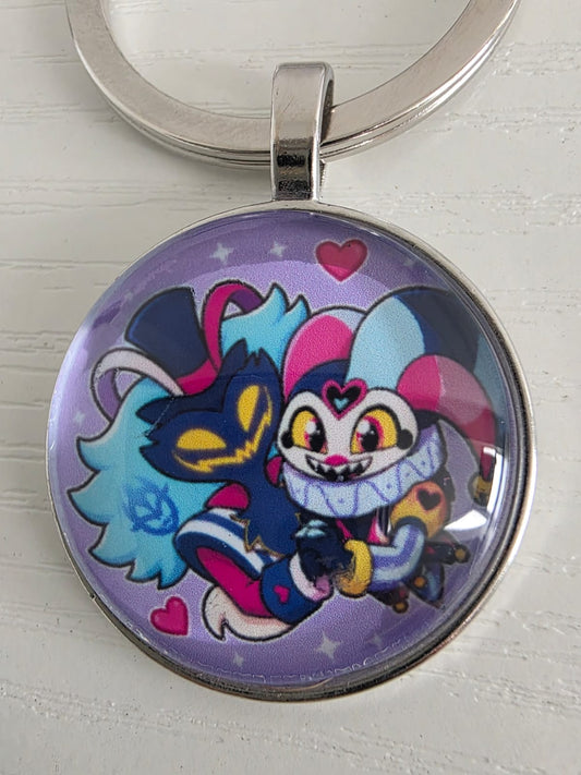 Helluva Boss Inspired Fizzarolli & Asmodeus 25mm Glass Cabochon Keyring
