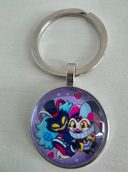 Helluva Boss Inspired Fizzarolli & Asmodeus 25mm Glass Cabochon Keyring
