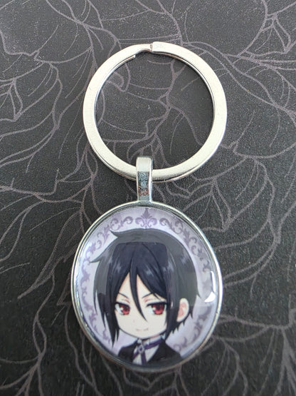 Black Butler (Kuroshitsuji) Inspired Sebastian 25mm Glass Cabochon Keyring