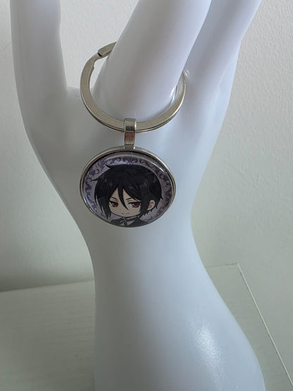 Black Butler (Kuroshitsuji) Inspired Sebastian 25mm Glass Cabochon Keyring