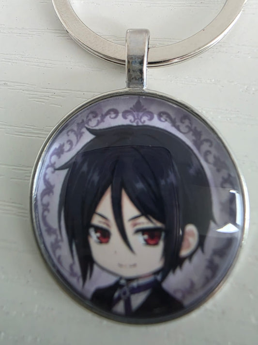 Black Butler (Kuroshitsuji) Inspired Sebastian 25mm Glass Cabochon Keyring