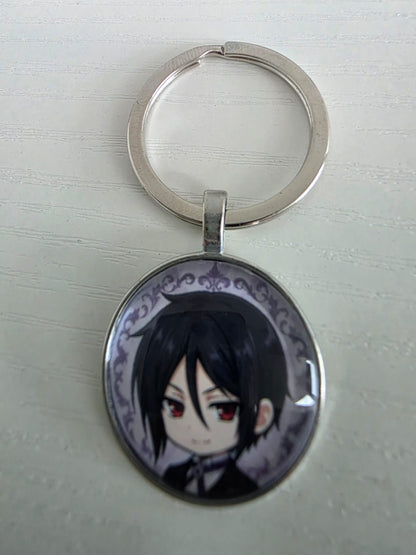 Black Butler (Kuroshitsuji) Inspired Sebastian 25mm Glass Cabochon Keyring