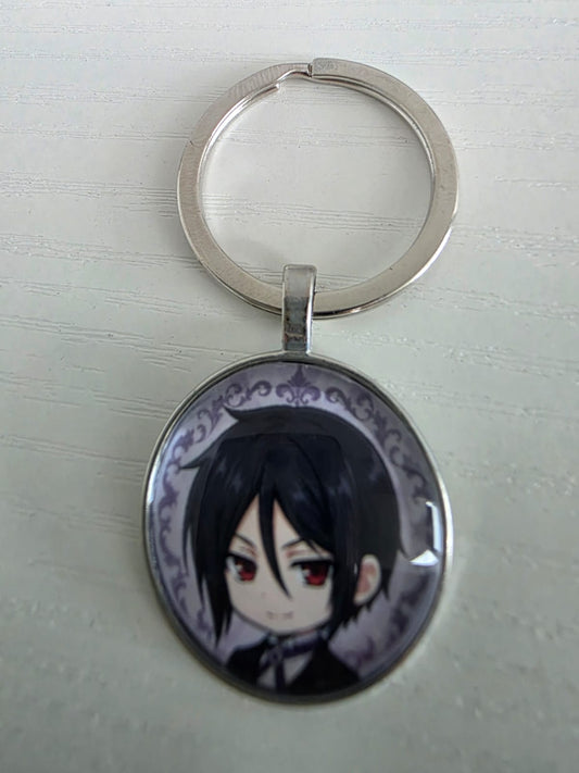 Black Butler (Kuroshitsuji) Inspired Sebastian 25mm Glass Cabochon Keyring