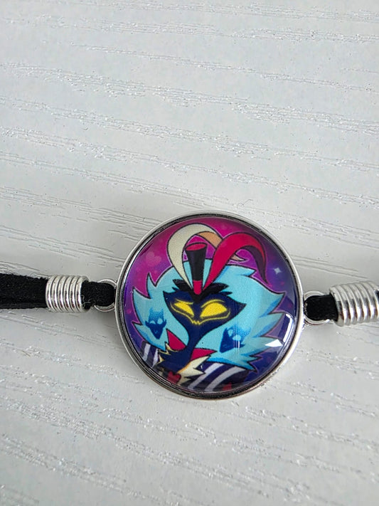 Helluva Boss Inspired Asmodeus 20mm Faux Suede Adjustable Bracelet